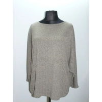 Beżowo złotawy sweter w stylu OVERSIZE z wydłużonym tyłem